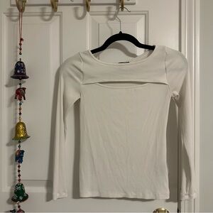 Banana Republic White Long Sleeve Too with Cutout sz XXS